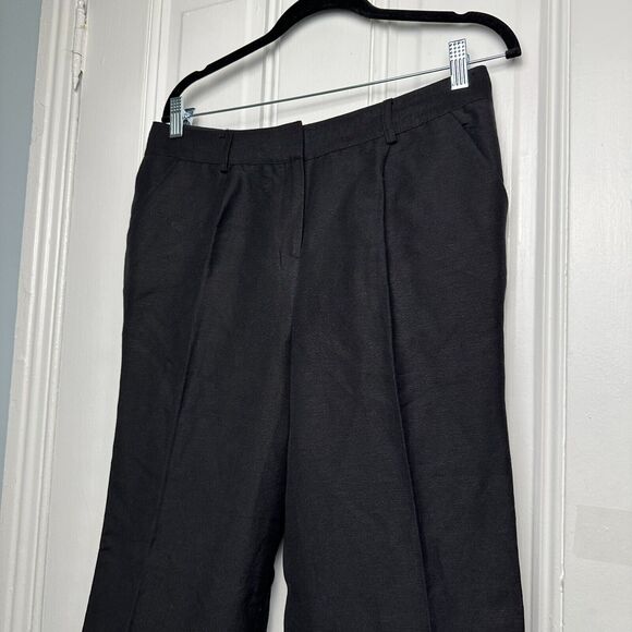 Kate Hill Pants Womens 8P Black Pleated Trouser Linen Blend Pockets Straight Leg - Picture 2 of 8